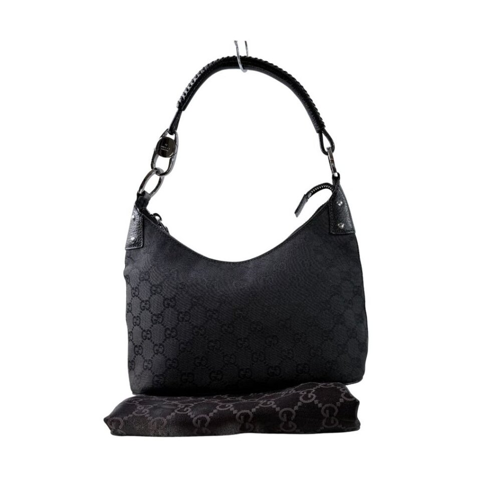 Gucci GG Canvas Leather Black Shoulder Bag